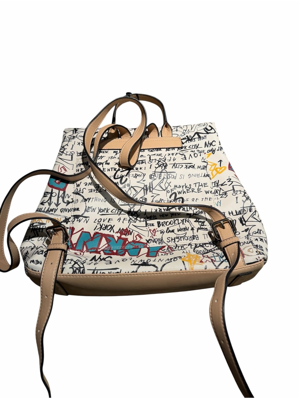 DKNY Graffiti Print New York City Convertible Backpack Y2K